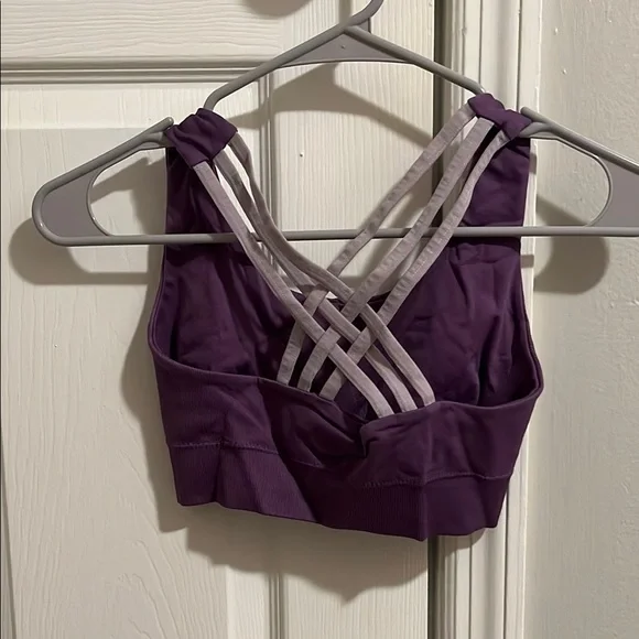 Women's Purple Sports Bra Crossed back - Picture 2 of 2